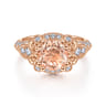 Abel - Vintage Inspired 14K Rose Gold Round Halo Morganite and Diamond Engagement Ring - 0.57 ct
