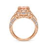 Abel - Vintage Inspired 14K Rose Gold Round Halo Morganite and Diamond Engagement Ring - 0.57 ct