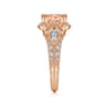 Abel - Vintage Inspired 14K Rose Gold Round Halo Morganite and Diamond Engagement Ring - 0.57 ct