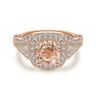 Delilah - Vintage Inspired 14K Rose Gold Round Halo Morganite and Diamond Engagement Ring - 0.7 ct