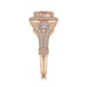 Delilah - Vintage Inspired 14K Rose Gold Round Halo Morganite and Diamond Engagement Ring - 0.7 ct