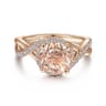 Courtney - 14K Rose Gold Round Morganite and Diamond Engagement Ring - 0.31 ct