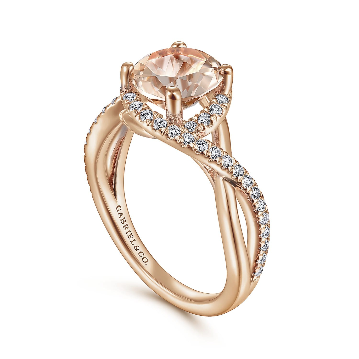 Courtney - 14K Rose Gold Round Morganite and Diamond Engagement Ring - 0.31 ct - Shot 3