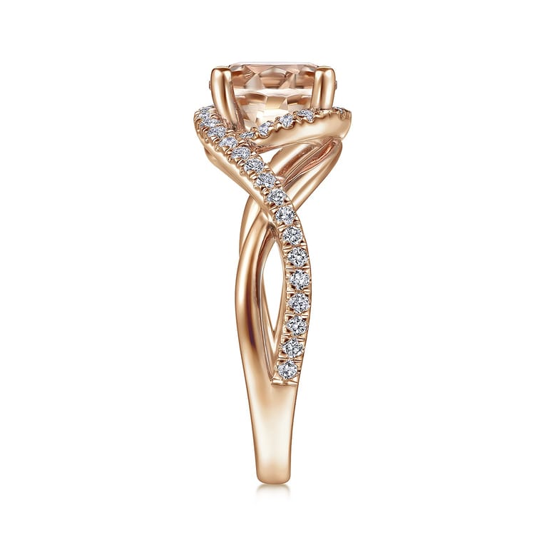 Courtney - 14K Rose Gold Round Morganite and Diamond Engagement Ring - 0.31 ct - Shot 5