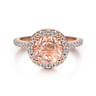 Carly - 14K Rose Gold Morganite and Diamond Halo Engagement Ring - 0.41 ct