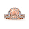 Carly - 14K Rose Gold Morganite and Diamond Halo Engagement Ring - 0.41 ct