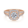 James - 14K Rose Gold Cushion Halo Round Diamond Engagement Ring - 0.78 ct