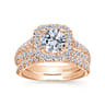 James - 14K Rose Gold Cushion Halo Round Diamond Engagement Ring - 0.78 ct