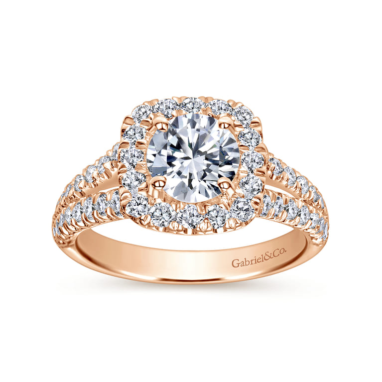 James - 14K Rose Gold Cushion Halo Round Diamond Engagement Ring - 0.78 ct - Shot 5