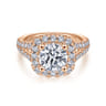 James - 14K Rose Gold Cushion Halo Round Diamond Engagement Ring - 0.97 ct