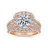 James - 14K Rose Gold Cushion Halo Round Diamond Engagement Ring - 0.97 ct
