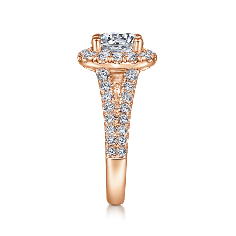 James - 14K Rose Gold Cushion Halo Round Diamond Engagement Ring - 0.97 ct - Shot 5