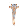James - 14K Rose Gold Cushion Halo Round Diamond Engagement Ring - 0.97 ct