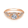Abel - Unique 14K Rose Gold Vintage Inspired Diamond Halo Engagement Ring - 0.3 ct