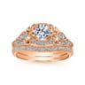 Abel - Unique 14K Rose Gold Vintage Inspired Diamond Halo Engagement Ring - 0.3 ct