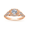 Abel - Unique 14K Rose Gold Vintage Inspired Diamond Halo Engagement Ring - 0.3 ct