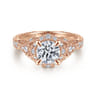 Annadale - Unique 14K Rose Gold Vintage Inspired Diamond Halo Engagement Ring - 0.4 ct