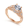 Annadale - Unique 14K Rose Gold Vintage Inspired Diamond Halo Engagement Ring - 0.4 ct
