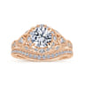 Annadale - Unique 14K Rose Gold Vintage Inspired Diamond Halo Engagement Ring - 0.4 ct