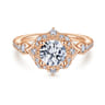 Veronique - Unique 14K Rose Gold Vintage Inspired Halo Diamond Engagement Ring - 0.34 ct