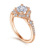 Veronique - Unique 14K Rose Gold Vintage Inspired Halo Diamond Engagement Ring - 0.34 ct