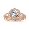 Veronique - Unique 14K Rose Gold Vintage Inspired Halo Diamond Engagement Ring - 0.34 ct