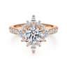 Astor - Unique 14K Rose Gold Round Halo Diamond Engagement Ring - 1 ct