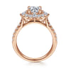 Astor - Unique 14K Rose Gold Round Halo Diamond Engagement Ring - 1 ct
