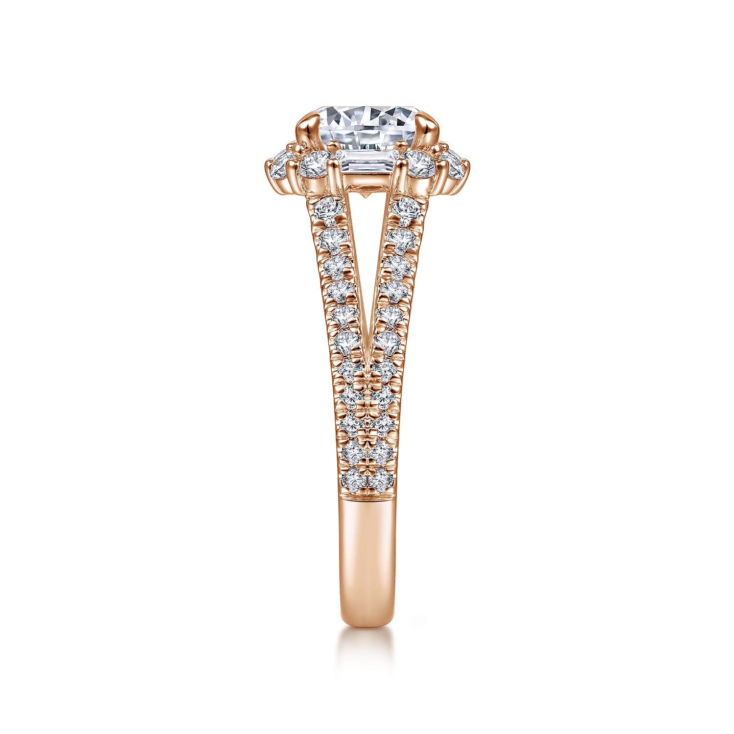 Rainier - 14K Rose Gold Cushion Halo Round Diamond Engagement Ring - 1 ct - Shot 5