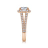 Rainier - 14K Rose Gold Cushion Halo Round Diamond Engagement Ring - 1 ct