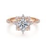 Idalia - 14K Rose Gold Fancy Halo Round Diamond Engagement Ring - 0.37 ct