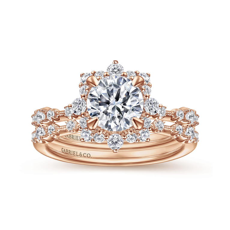 Idalia - 14K Rose Gold Fancy Halo Round Diamond Engagement Ring - 0.37 ct - Shot 4