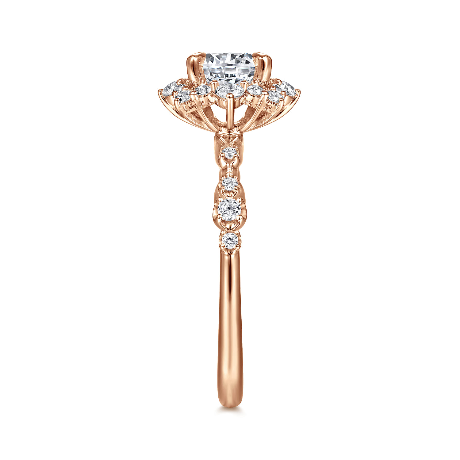 Idalia - 14K Rose Gold Fancy Halo Round Diamond Engagement Ring - 0.37 ct - Shot 5