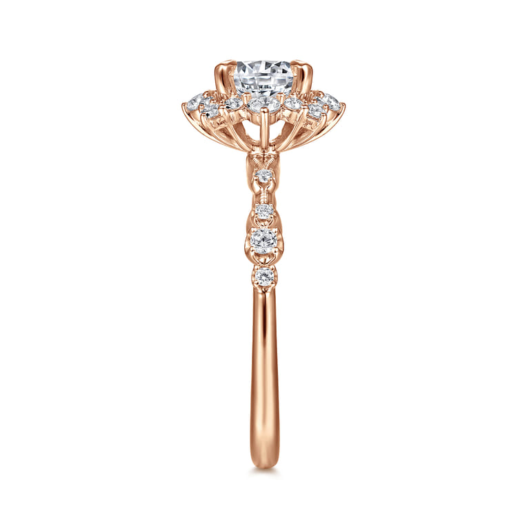 Idalia - 14K Rose Gold Fancy Halo Round Diamond Engagement Ring - 0.37 ct - Shot 5