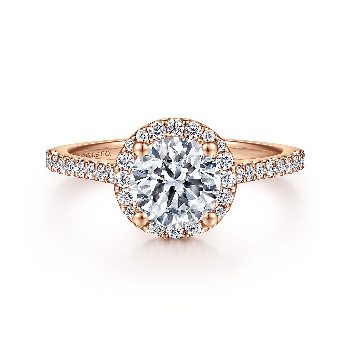 Carly - 14K Rose Gold Round Halo Diamond Engagement Ring - 0.27 ct - Shot 1
