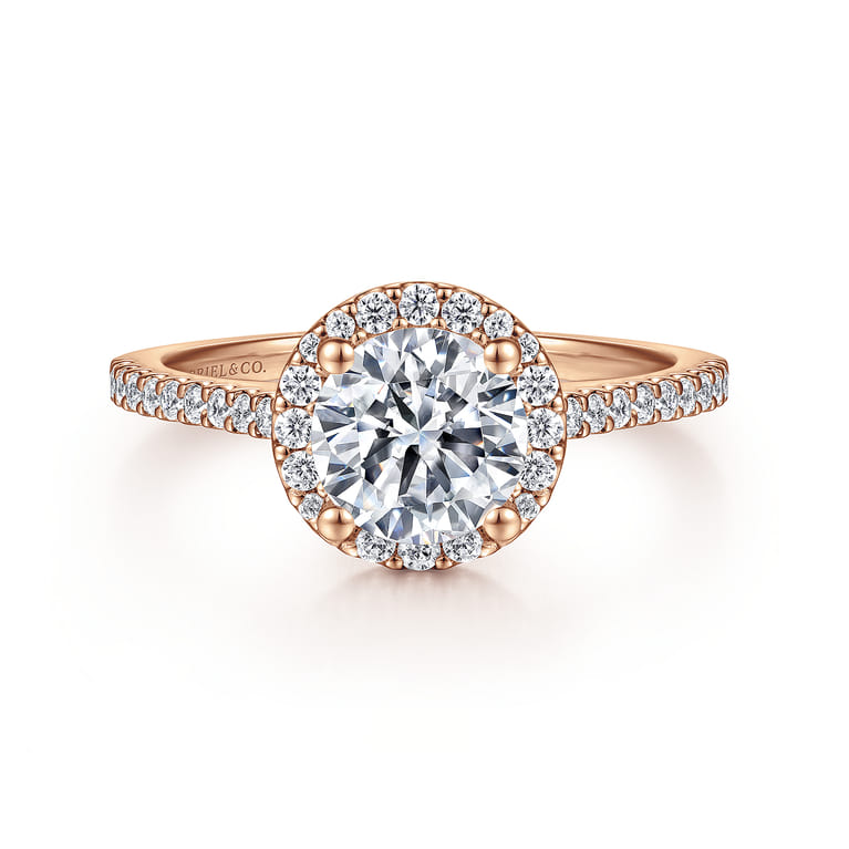 Carly - 14K Rose Gold Round Halo Diamond Engagement Ring - 0.27 ct - Shot 1