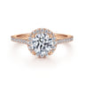 Carly - 14K Rose Gold Round Halo Diamond Engagement Ring - 0.27 ct