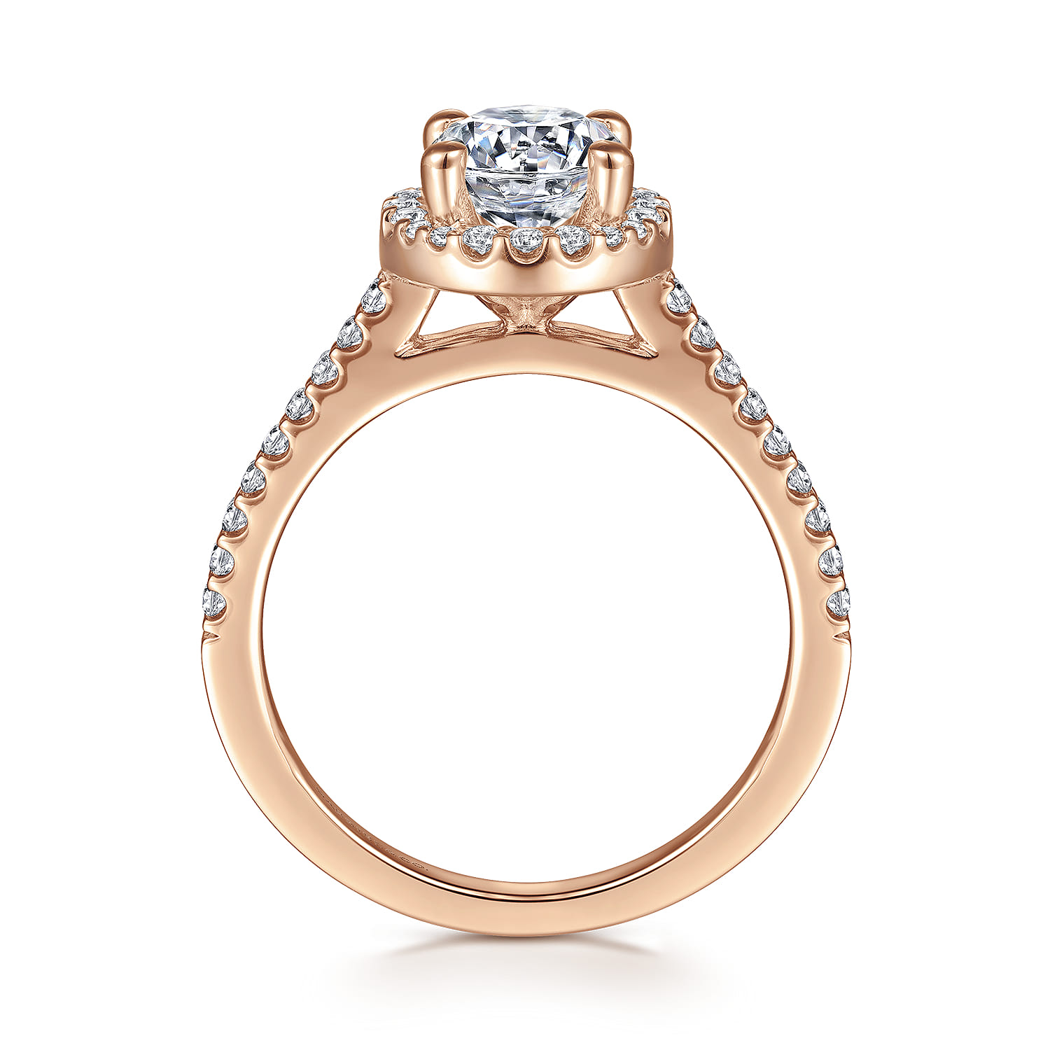 Carly - 14K Rose Gold Round Halo Diamond Engagement Ring - 0.27 ct - Shot 2