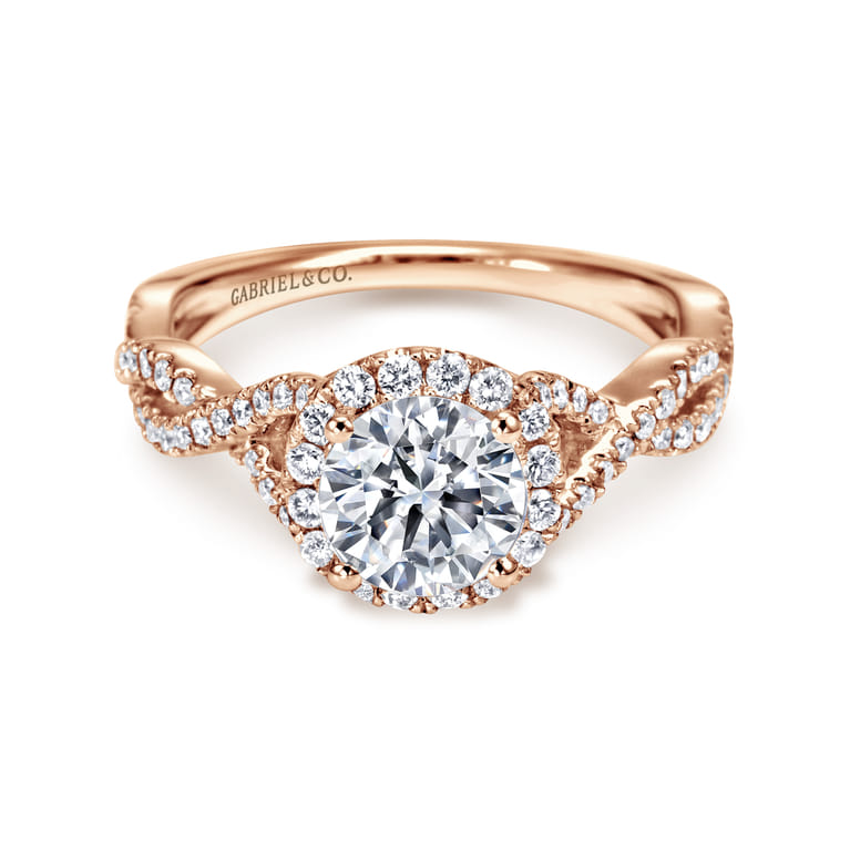 Marissa - 14K Rose Gold Round Halo Diamond Engagement Ring - 0.39 ct - Shot 1