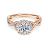 Marissa - 14K Rose Gold Round Halo Diamond Engagement Ring - 0.39 ct