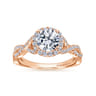Marissa - 14K Rose Gold Round Halo Diamond Engagement Ring - 0.39 ct