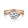 Courtney - 14K Rose Gold Round Halo Diamond Engagement Ring - 0.24 ct