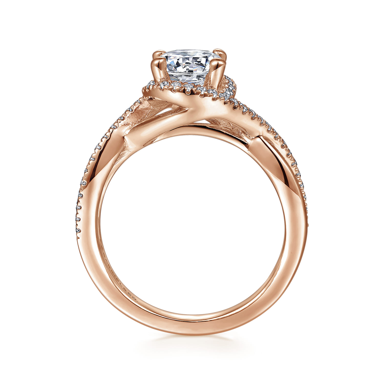 Courtney - 14K Rose Gold Round Halo Diamond Engagement Ring - 0.24 ct - Shot 2
