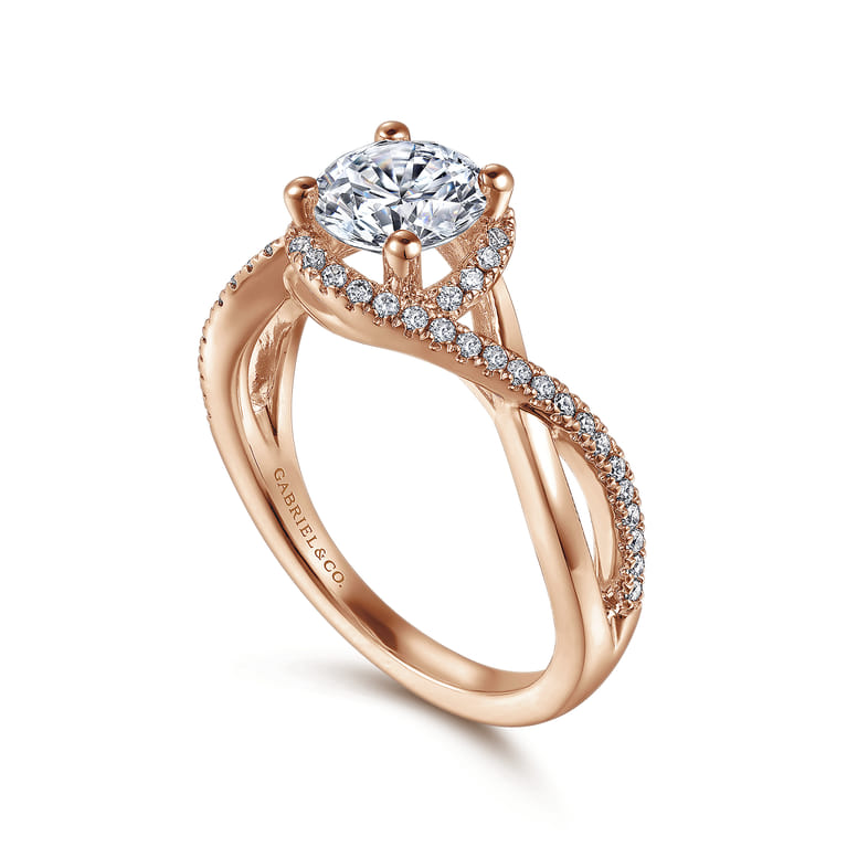 Courtney - 14K Rose Gold Round Halo Diamond Engagement Ring - 0.24 ct - Shot 3
