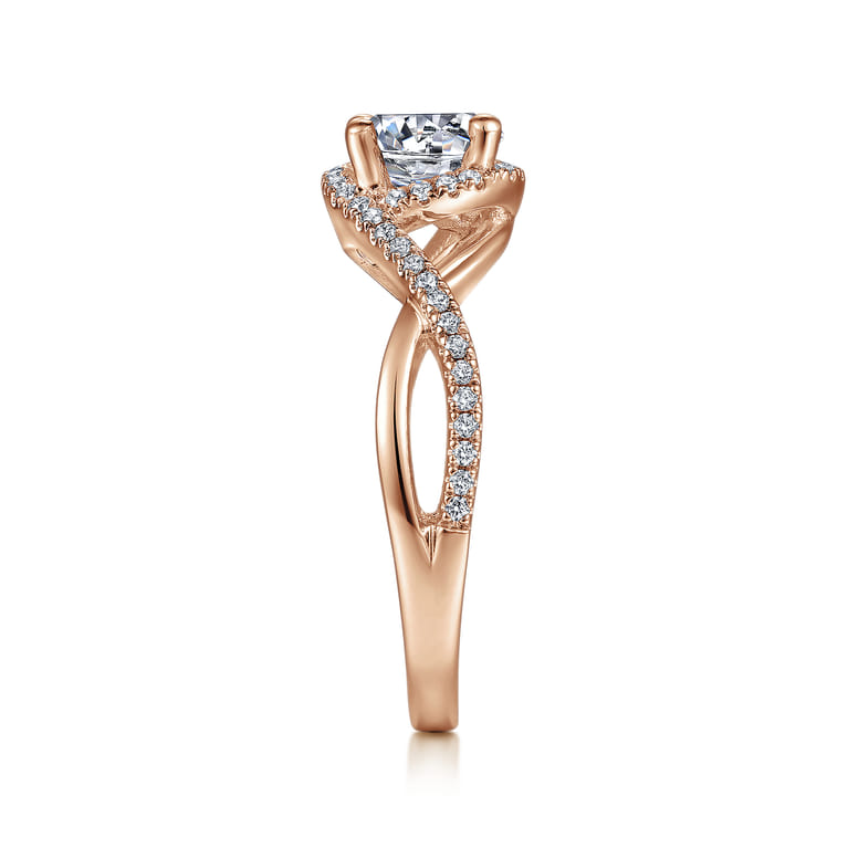 Courtney - 14K Rose Gold Round Halo Diamond Engagement Ring - 0.24 ct - Shot 5
