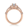 Delilah - Vintage Inspired 14K Rose Gold Cushion Halo Round Complete Diamond Engagement Ring - 0.7 ct