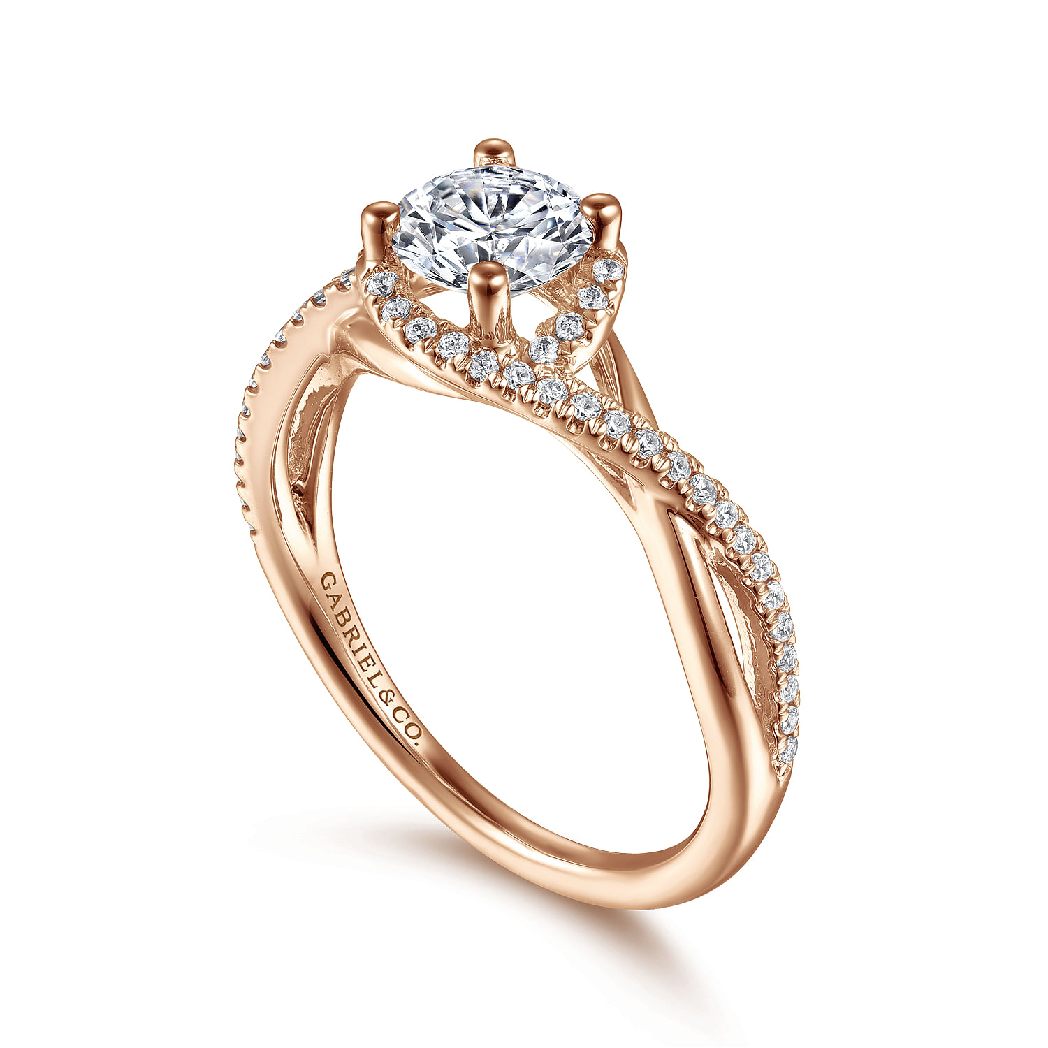 Courtney - 14K Rose Gold Round Halo Diamond Engagement Ring - 0.14 ct - Shot 3