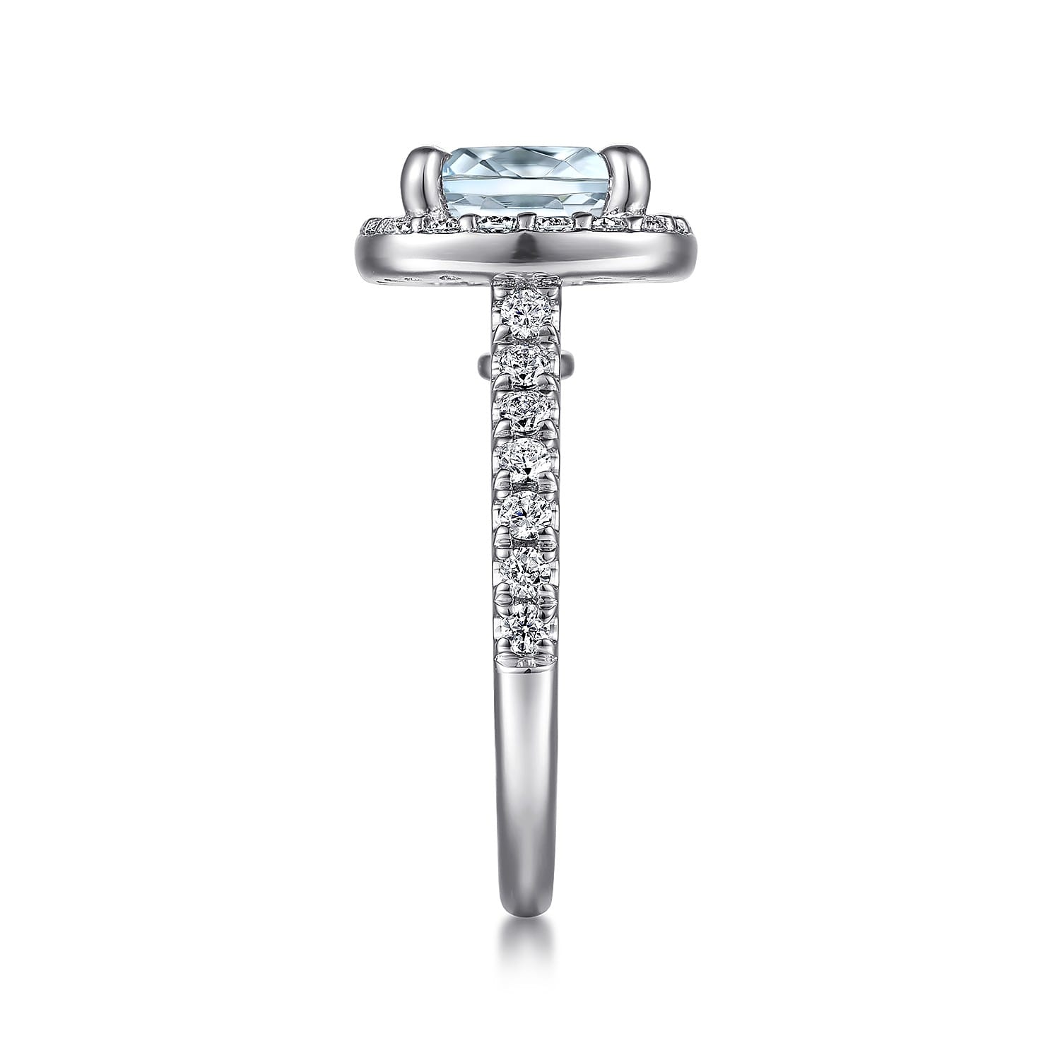 Dua - 14K White Gold Cushion Halo Round Aquamarine and Diamond Engagement Ring - 0.66 ct - Shot 5