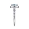 Dua - 14K White Gold Cushion Halo Round Aquamarine and Diamond Engagement Ring - 0.66 ct