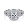 James - 14K White Gold Cushion Halo Diamond Engagement Ring - 0.78 ct